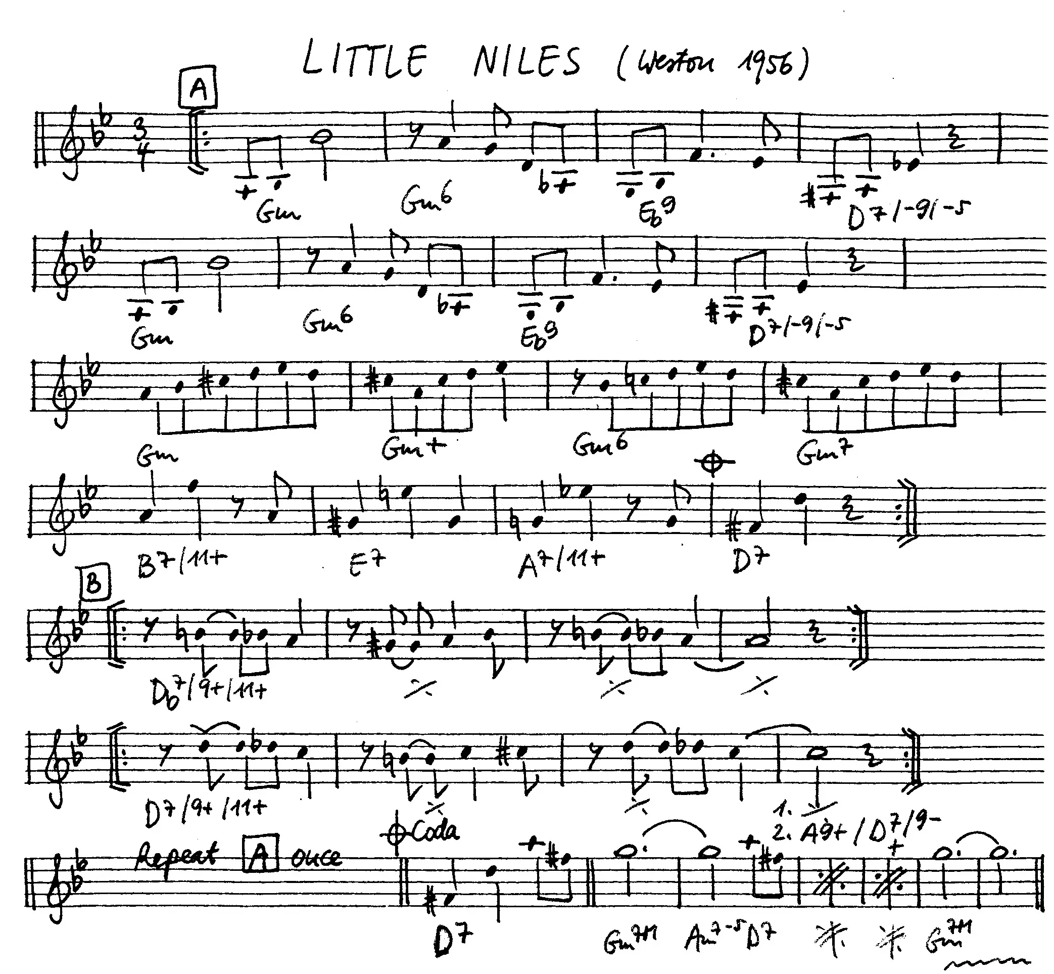 little niles free jazz leadsheet - Courtesy of the Jungle Jazz Band